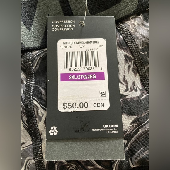 🔥🔥NWT Under Armour Black/grey Compression HEAT GEAR leggings w side pocket - Picture 8 of 8